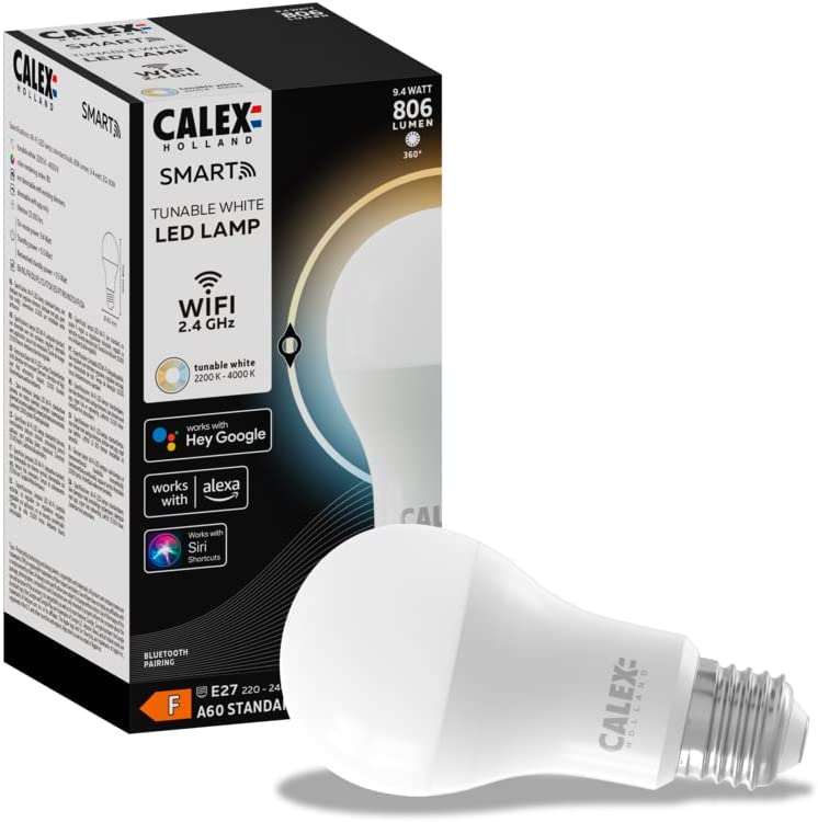 Calex Smart E27, con app e controllo vocale Alexa (9 W), lampadina