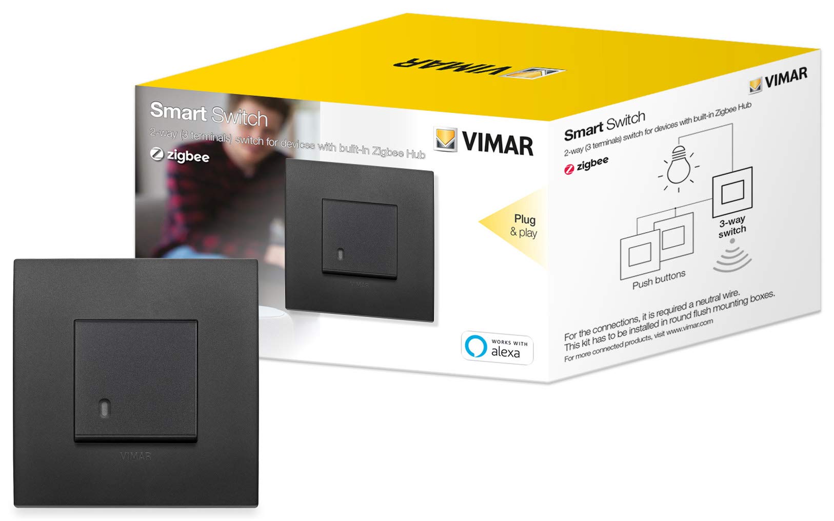 Vimar 0K19592.02 Arké smart 2-way switch Compatible with Alexa
